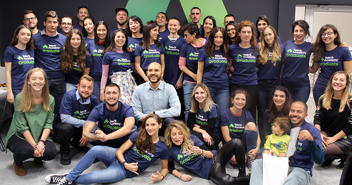 photo of dani and all graduates from telerik academy upskill ux-ui